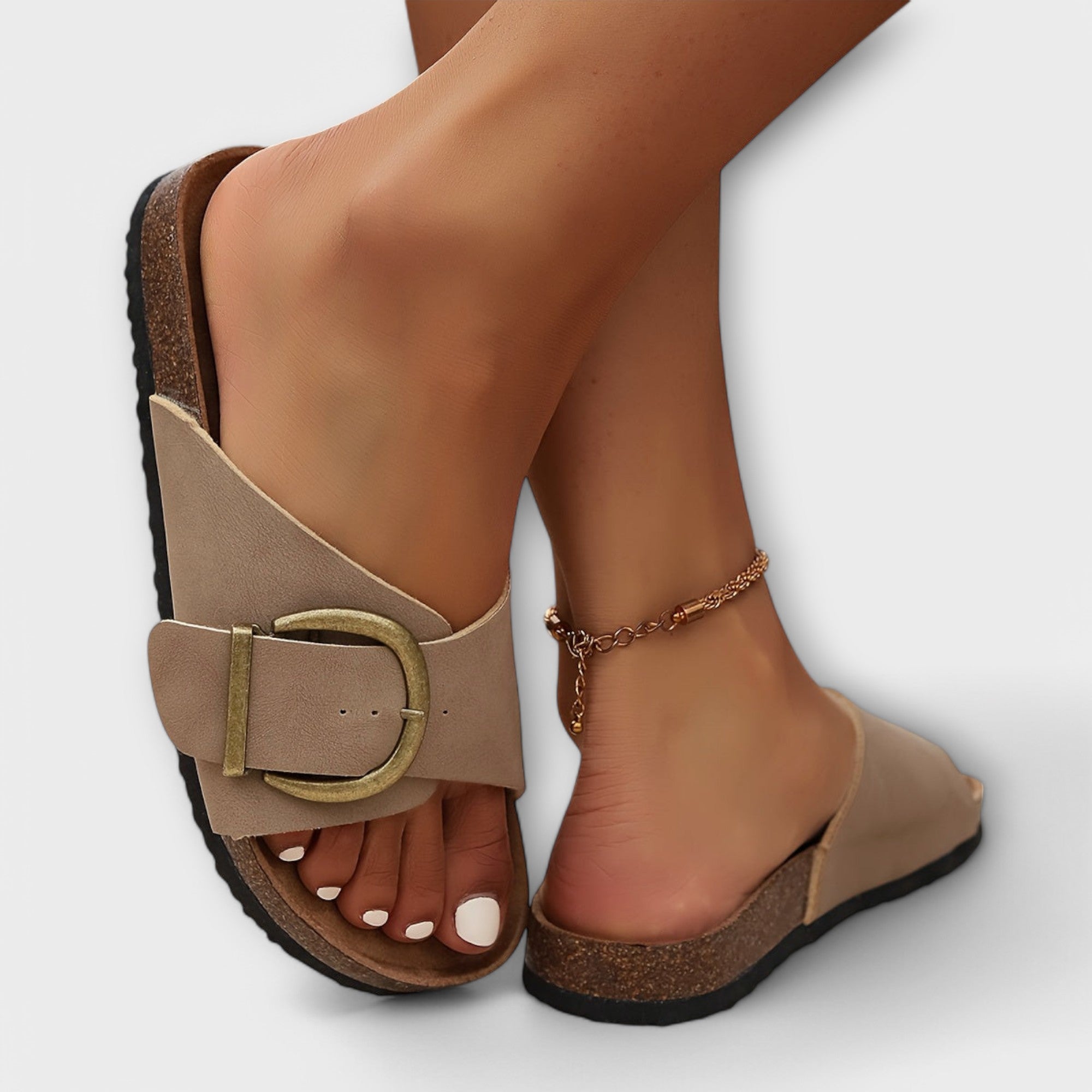 Dames Kork Sandalen met Gesp Sluiting Ontwerp