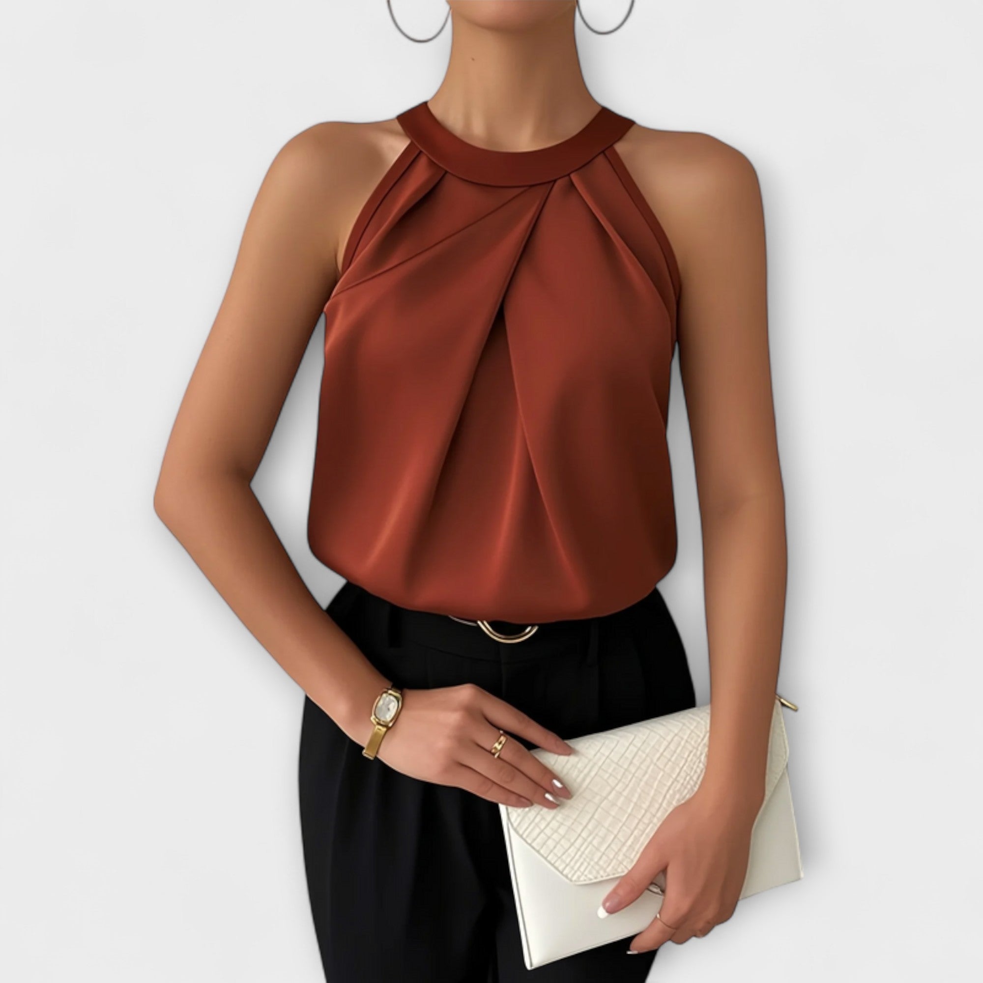 Skye - Chic Satijnen Blouse met Off-Shoulder Ontwerp