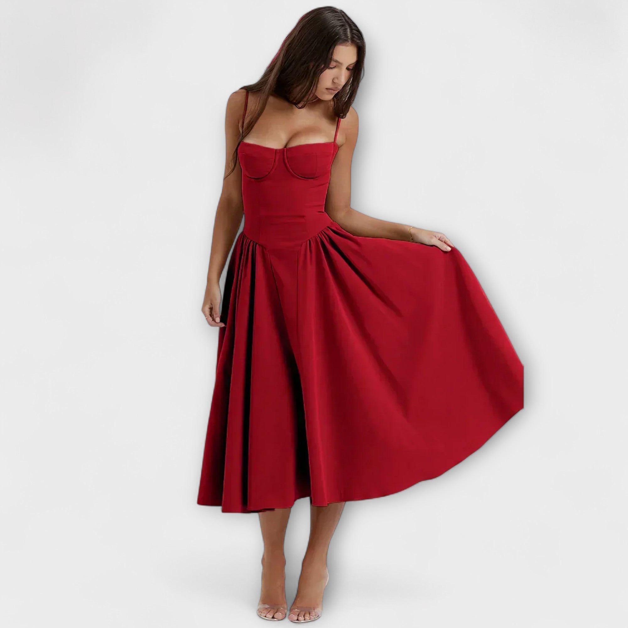 Rosalie - Verfijnde Mouwloze Kantjurk