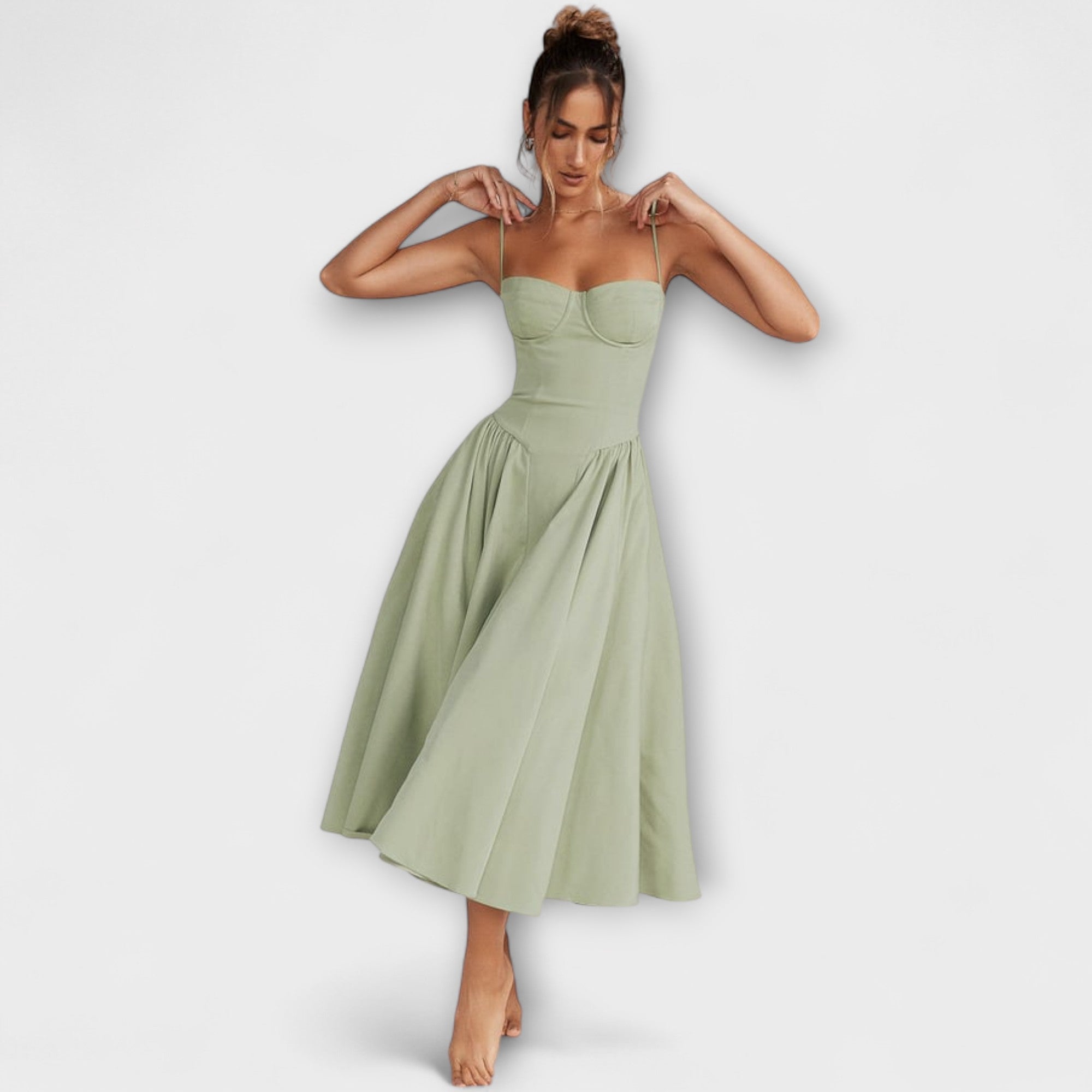 Rosalie - Verfijnde Mouwloze Kantjurk