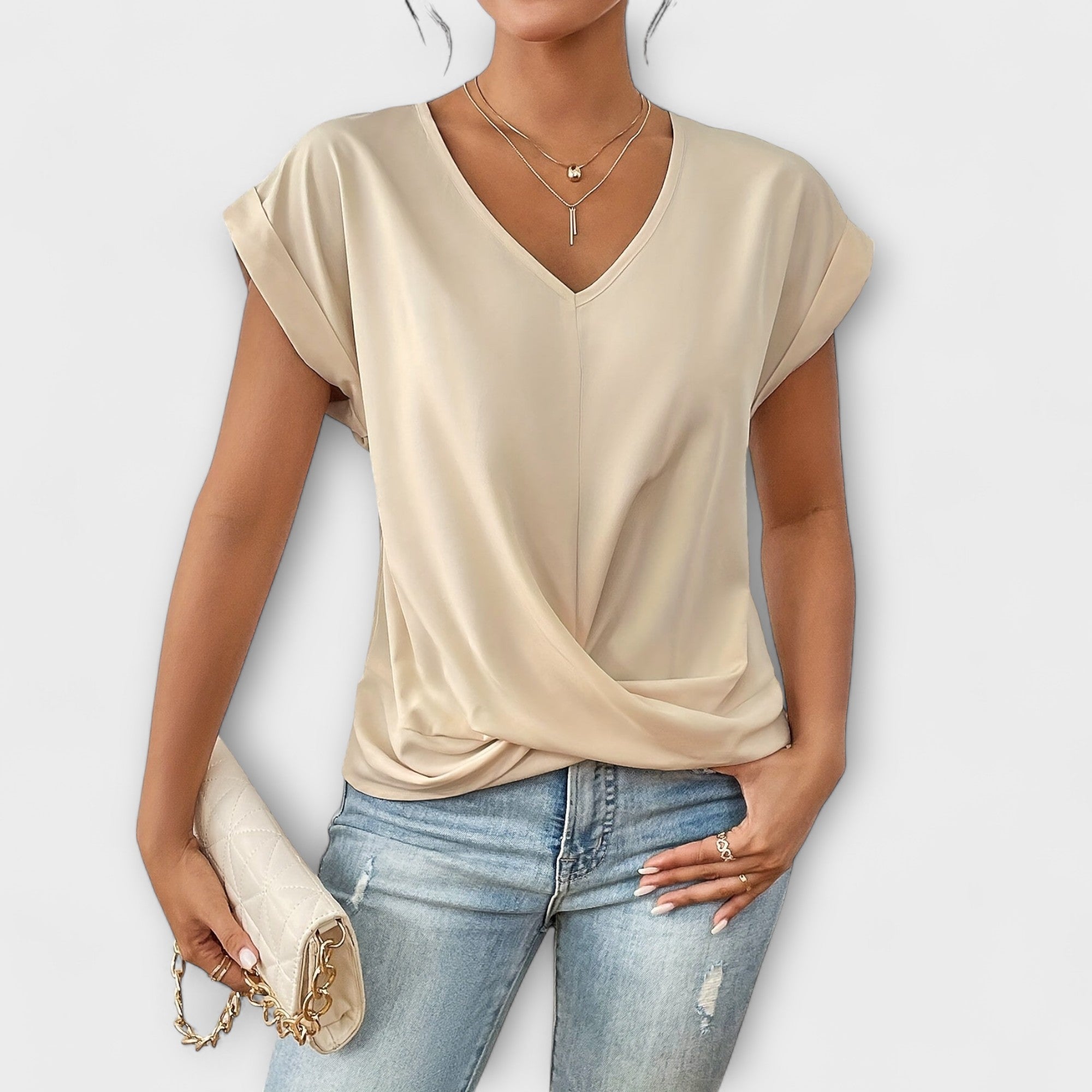 Eloise - V-hals Top met Knopdetail
