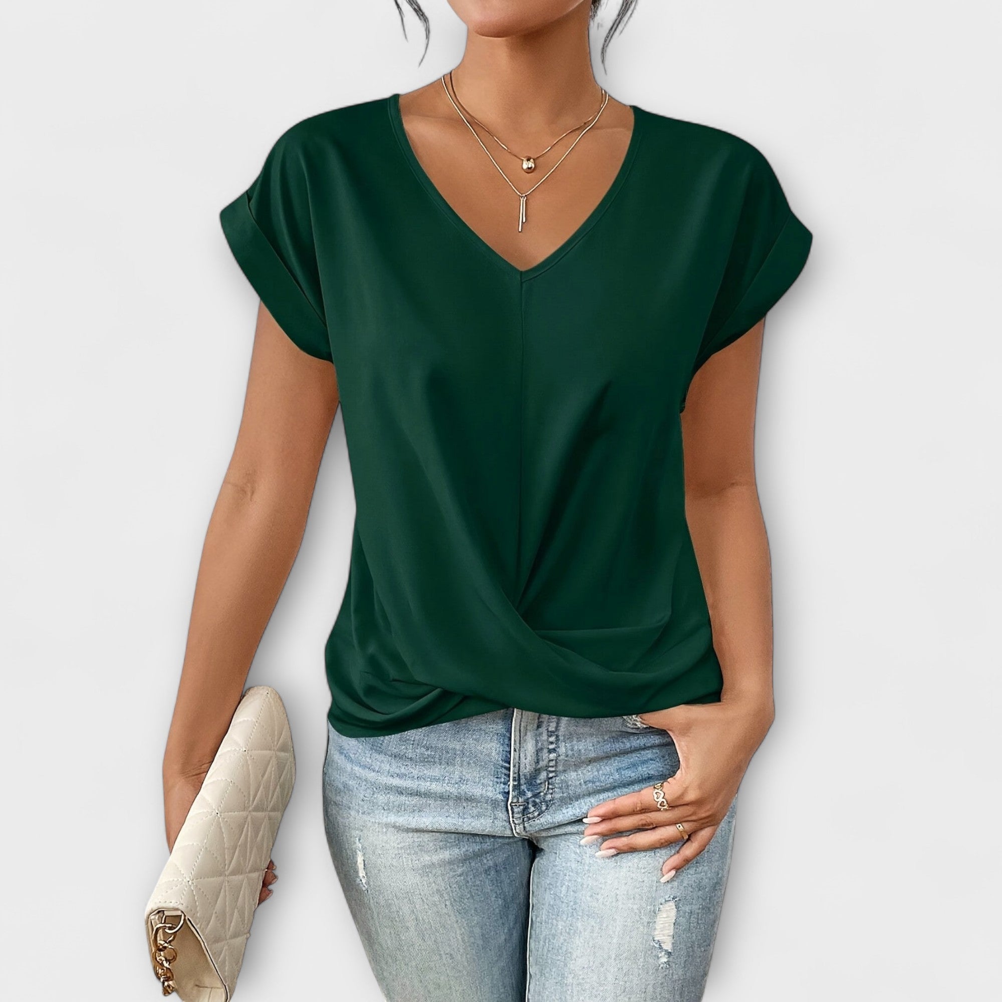 Eloise - V-hals Top met Knopdetail