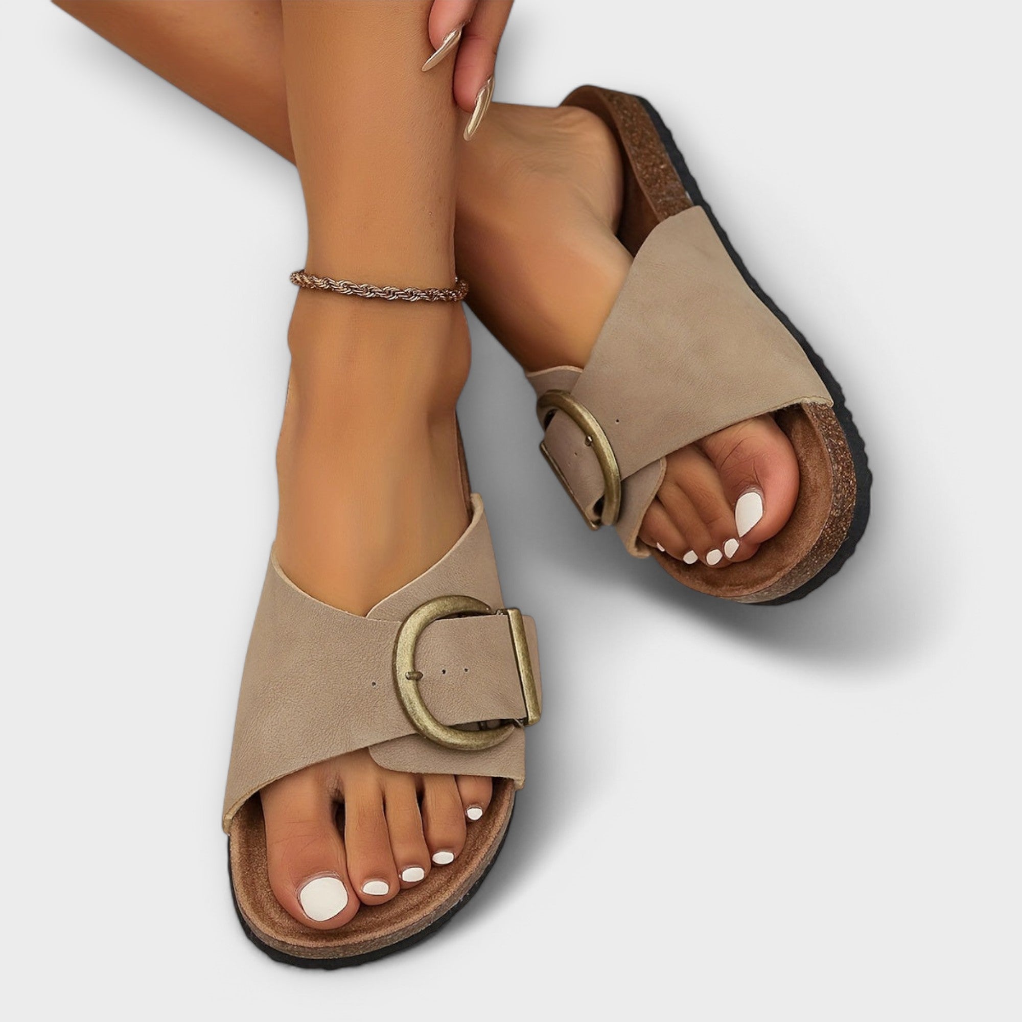 Dames Kork Sandalen met Gesp Sluiting Ontwerp