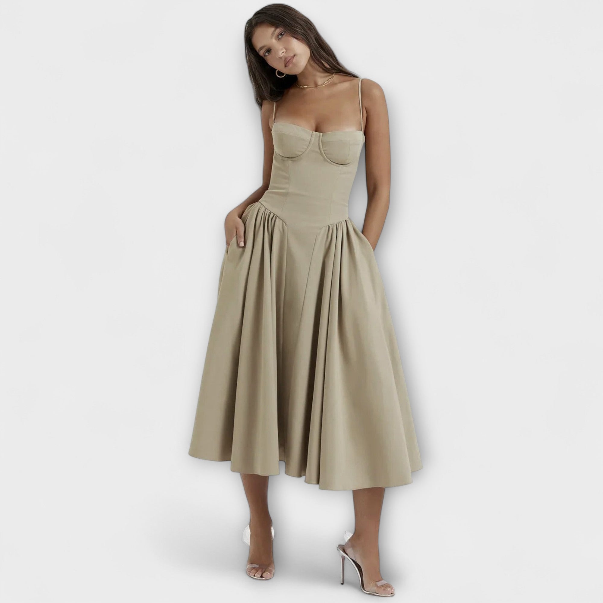 Rosalie - Verfijnde Mouwloze Kantjurk