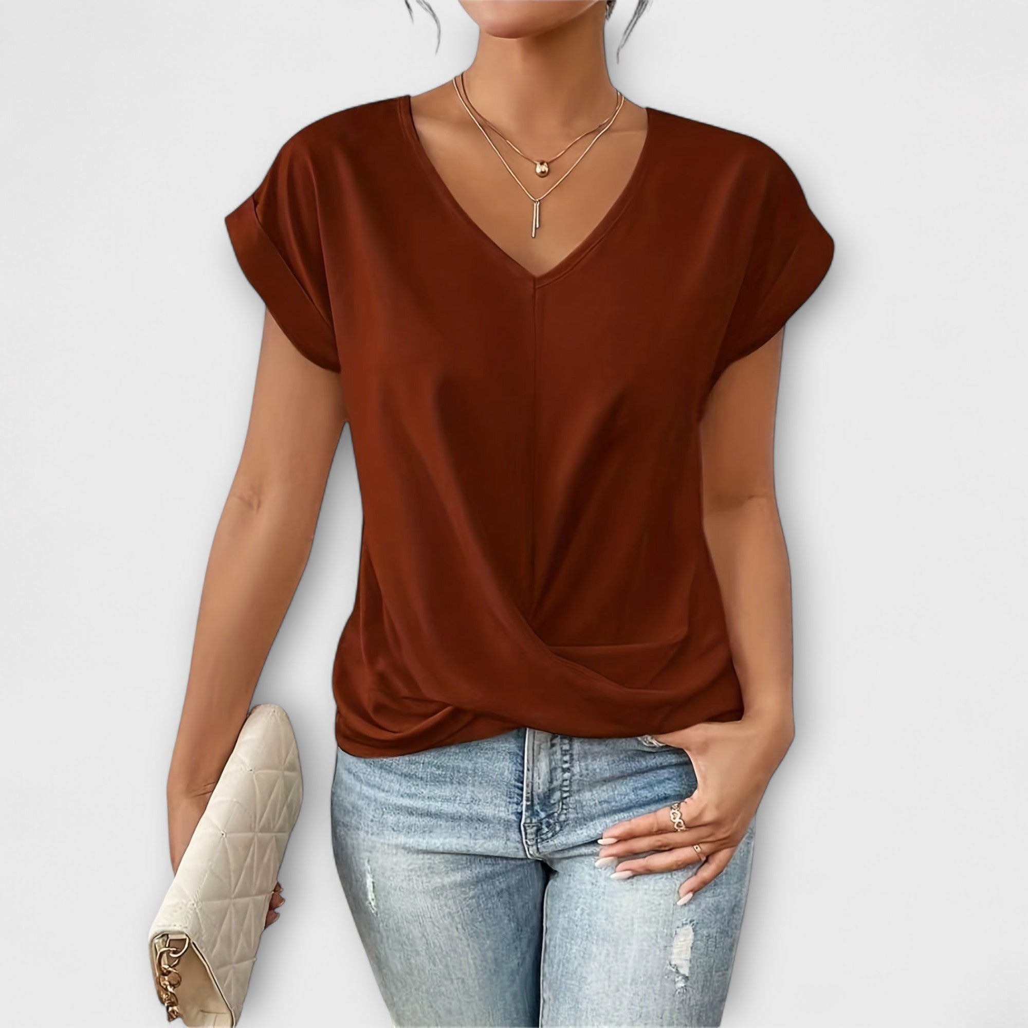 Eloise - V-hals Top met Knopdetail