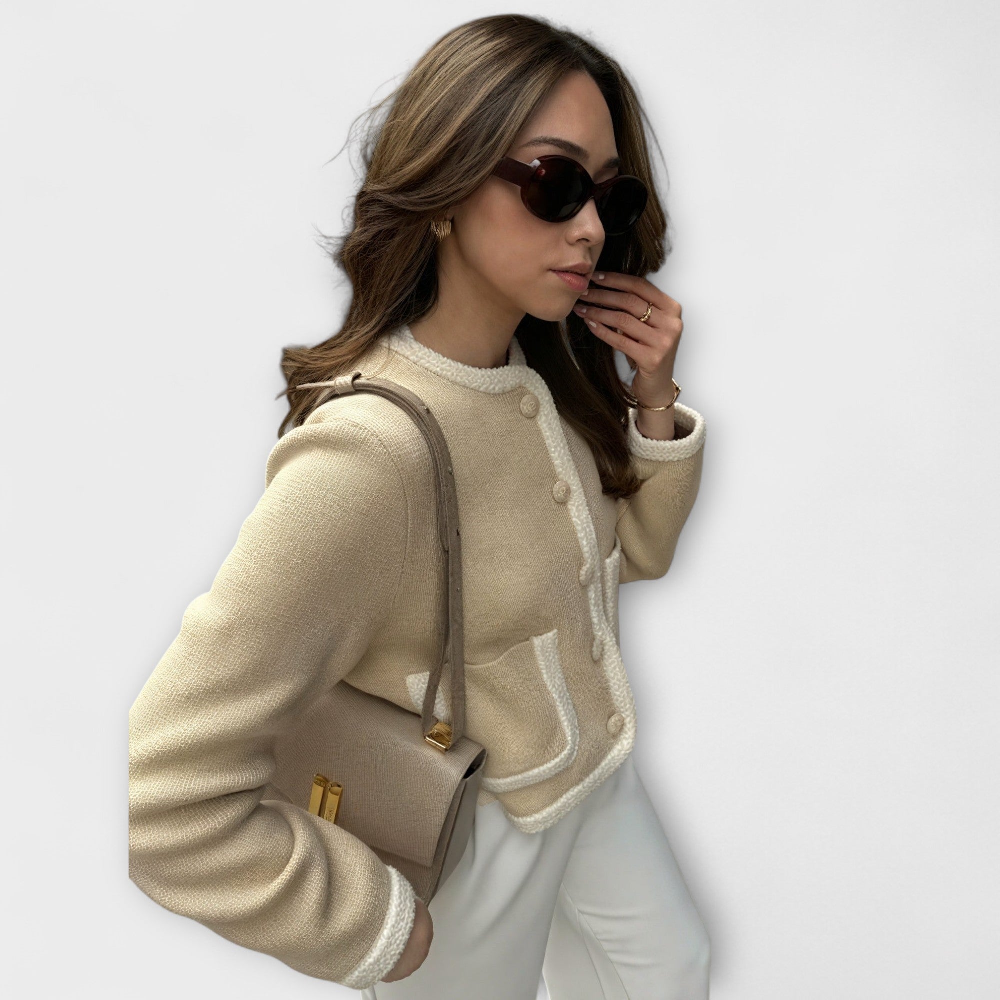 Klassieke Cardigan met Decoratieve Zakjes