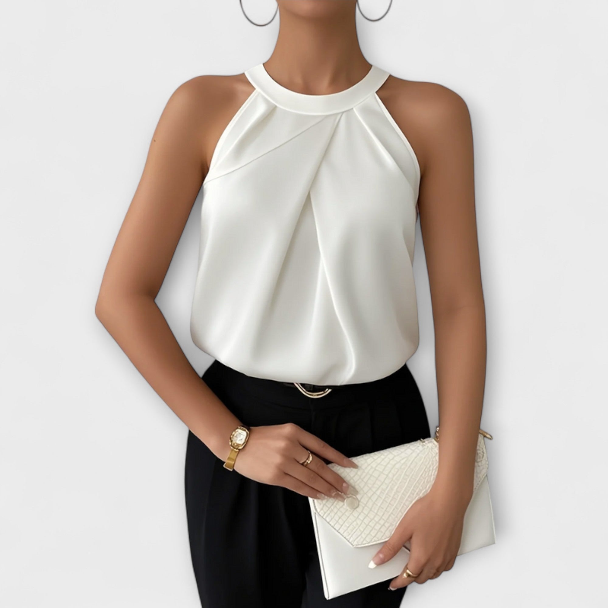 Skye - Chic Satijnen Blouse met Off-Shoulder Ontwerp