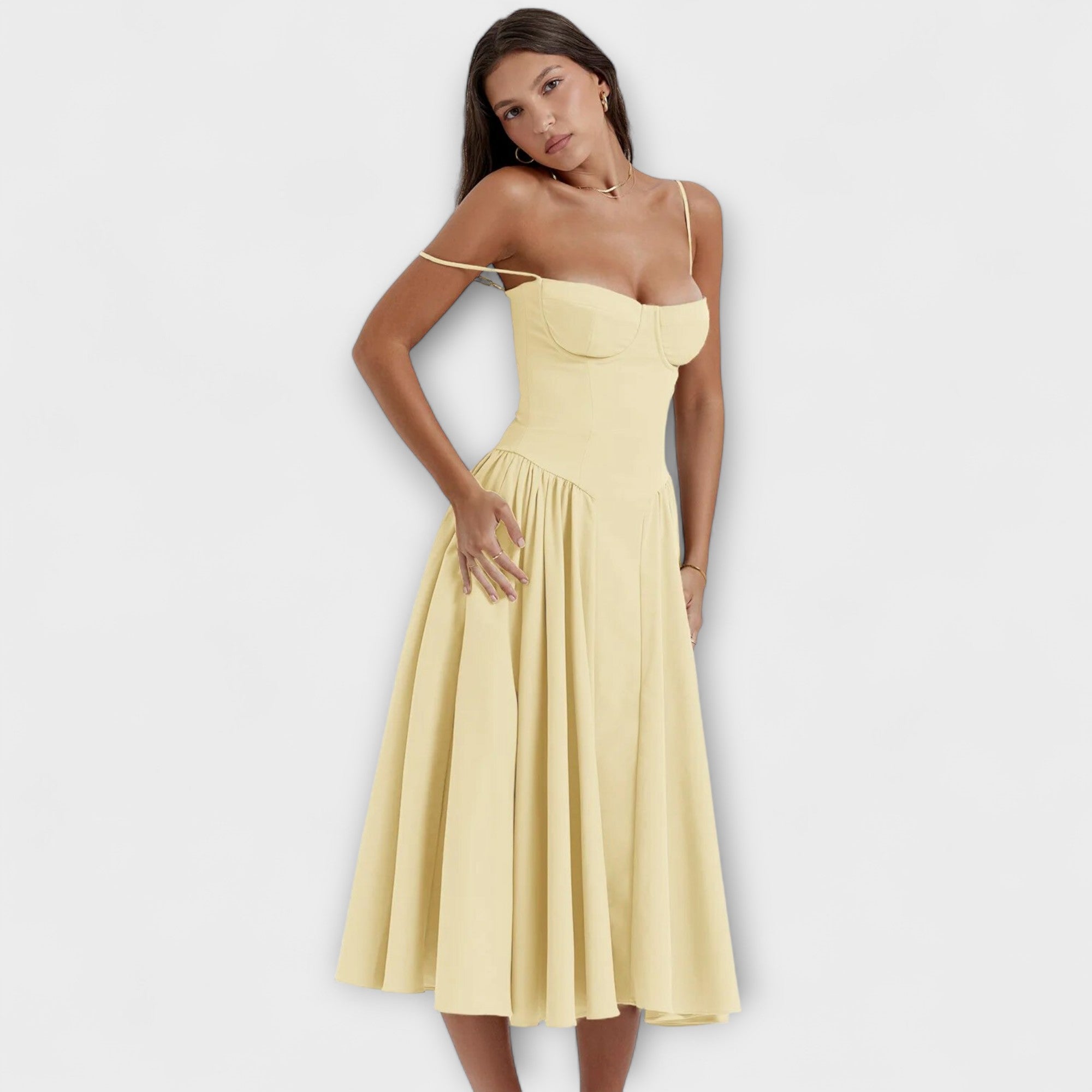 Rosalie - Verfijnde Mouwloze Kantjurk