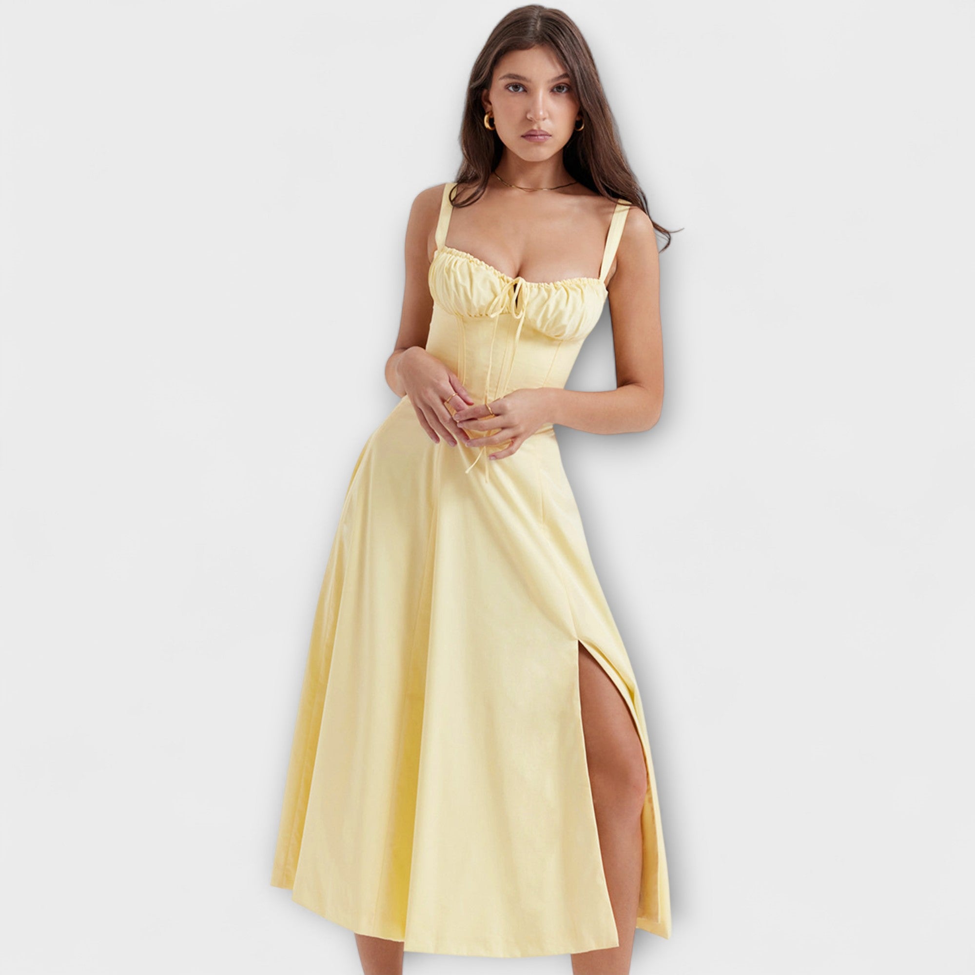 Zipporas - Strakke bustierjurk met een modern lentebloemenprint