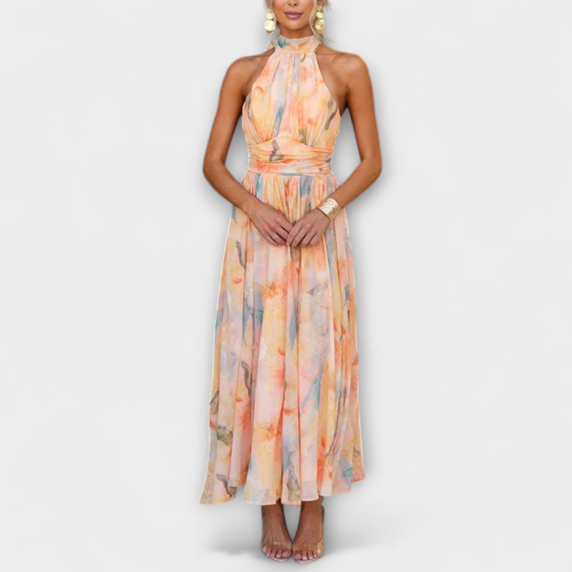 Aquarel Halter Nek Maxi Jurk