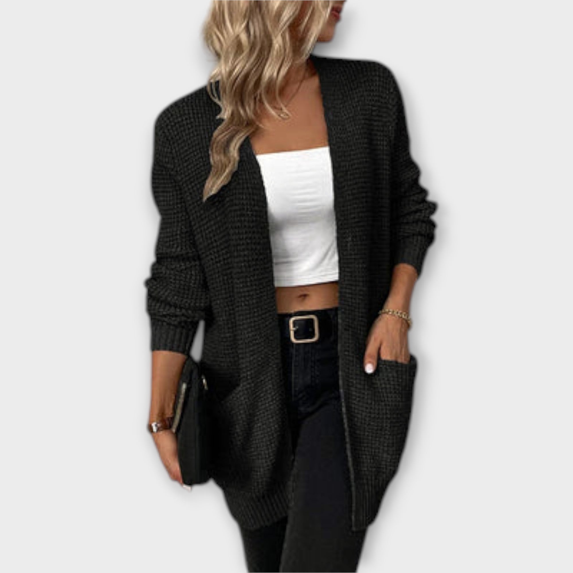 Nancy - Casual Brei Cardigan met Zakken