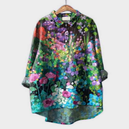 Magdalena - Handgemaakte Damesblouse met Bloemenpatroon