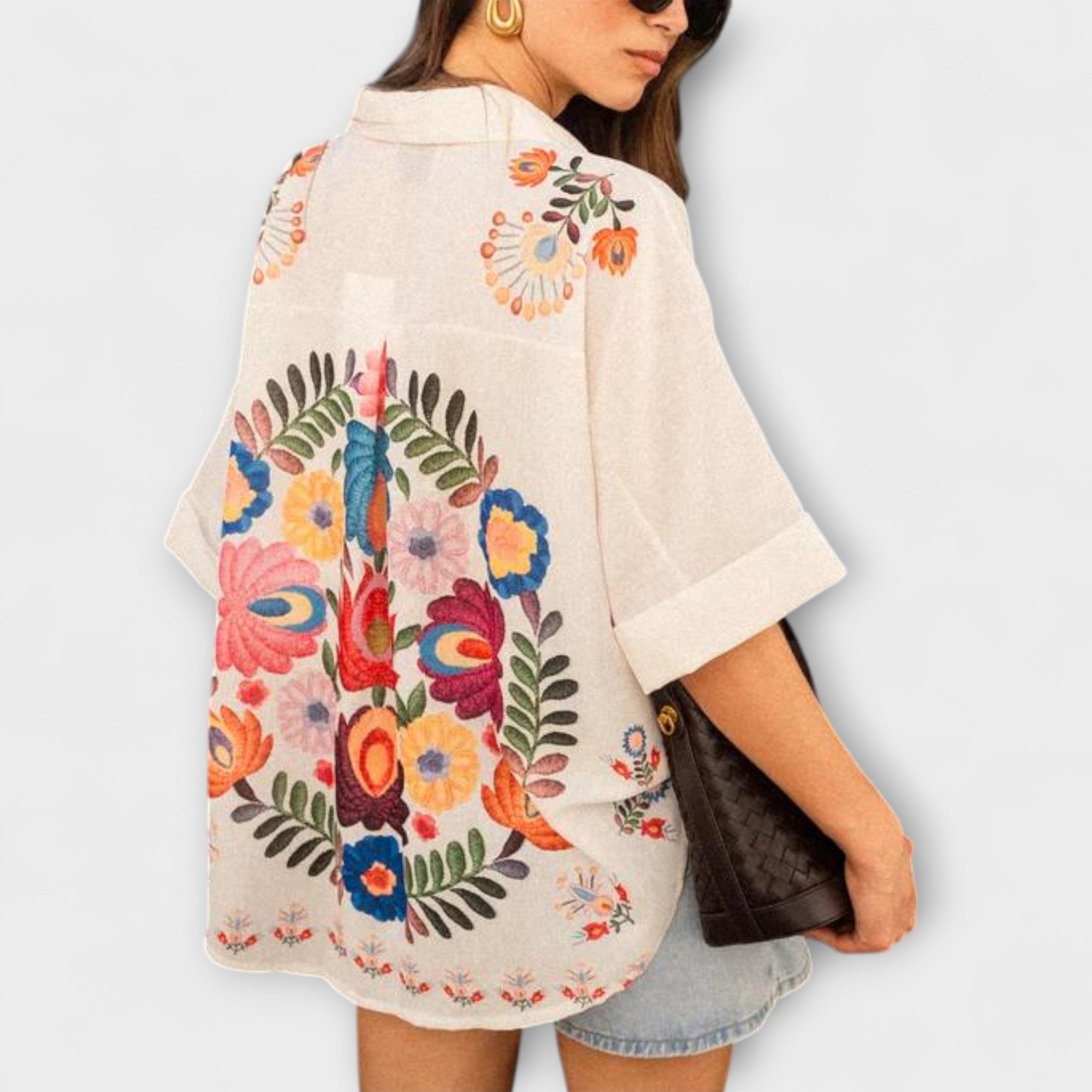 Ziva - Carla Korte Mouwen Shirt met Bloemenpatroon