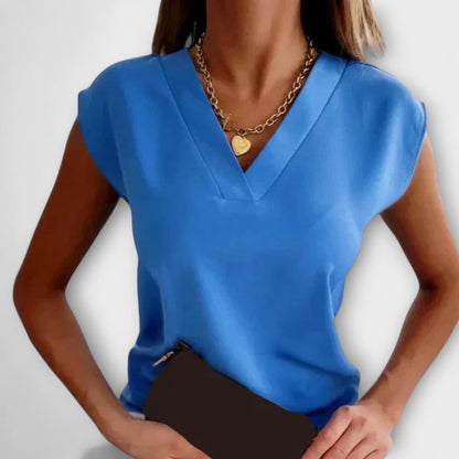 Dames V-hals Zomer Top met Losse Mouwen