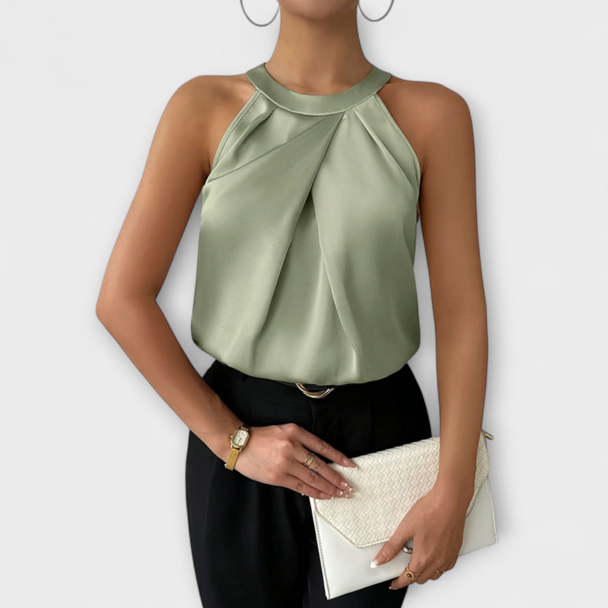 Skye - Chic Satijnen Blouse met Off-Shoulder Ontwerp