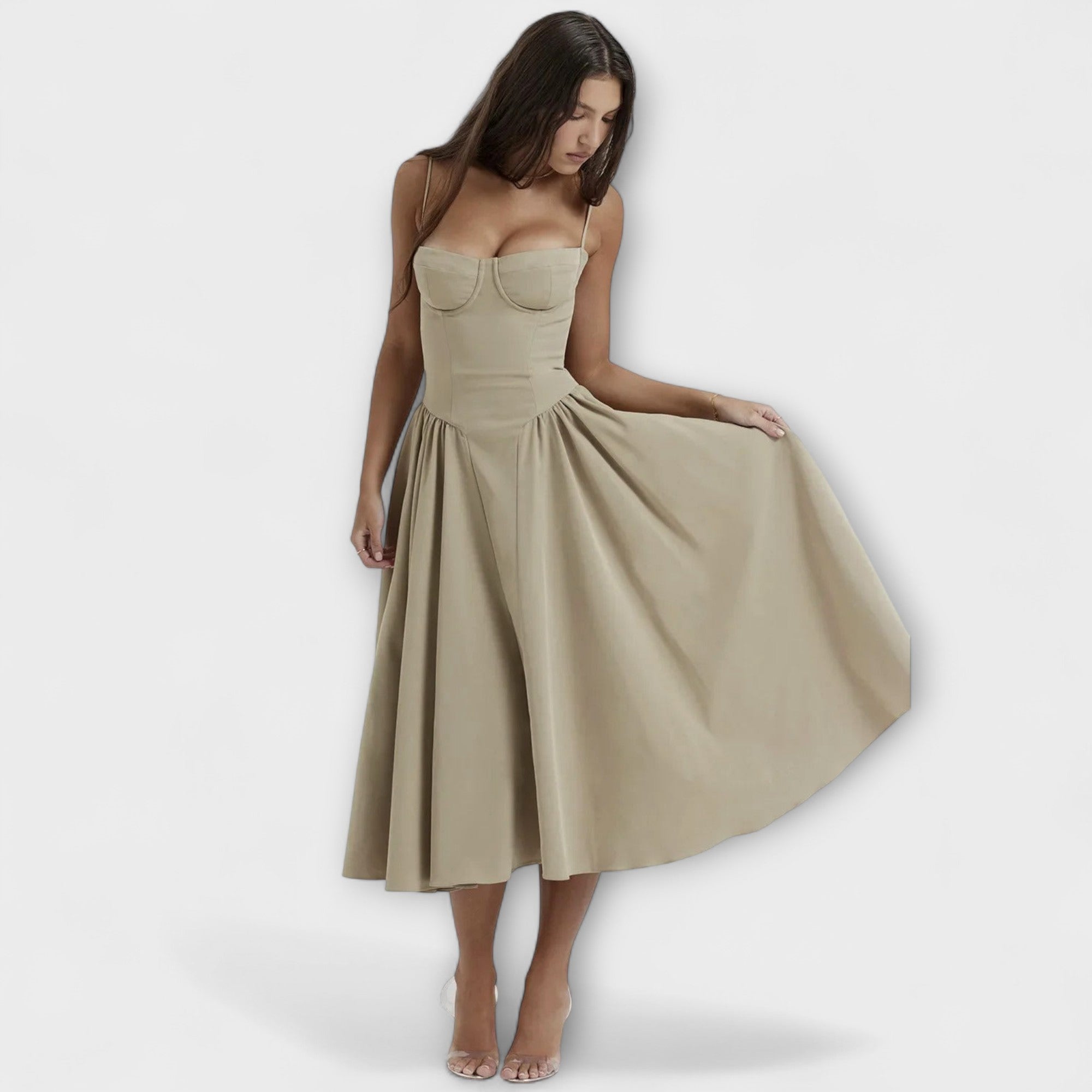 Rosalie - Verfijnde Mouwloze Kantjurk