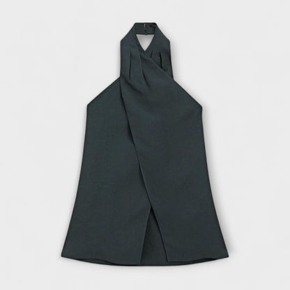 Leah - Blauwe Haltertop met Ruguitsnijding