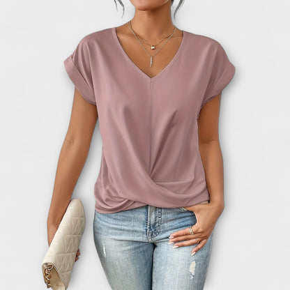 Eloise - V-hals Top met Knopdetail