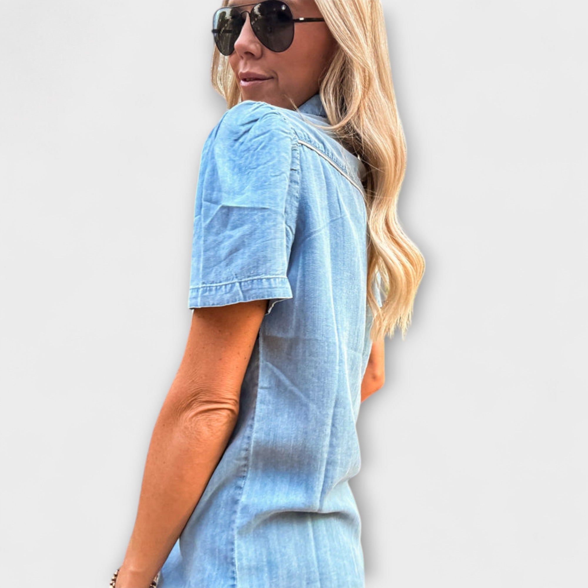 Herfst - Blauwe Booker Western Shirt met Knopenlijst