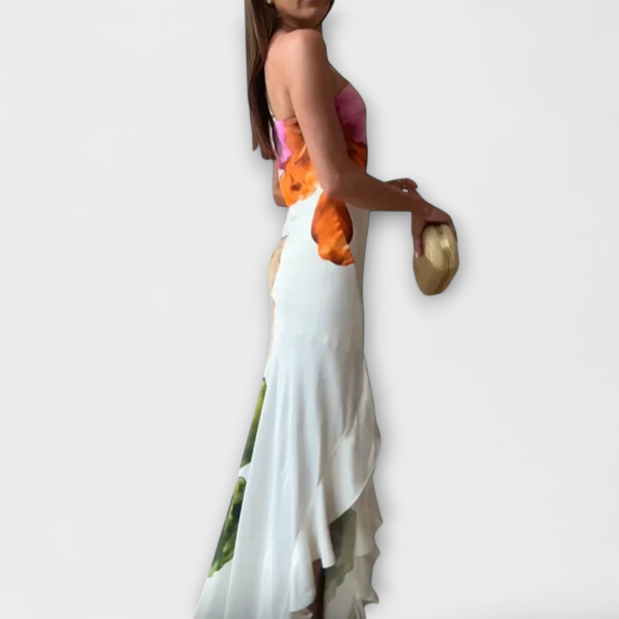 De Sapphire - Elegante Patchwork Maxi Jurk