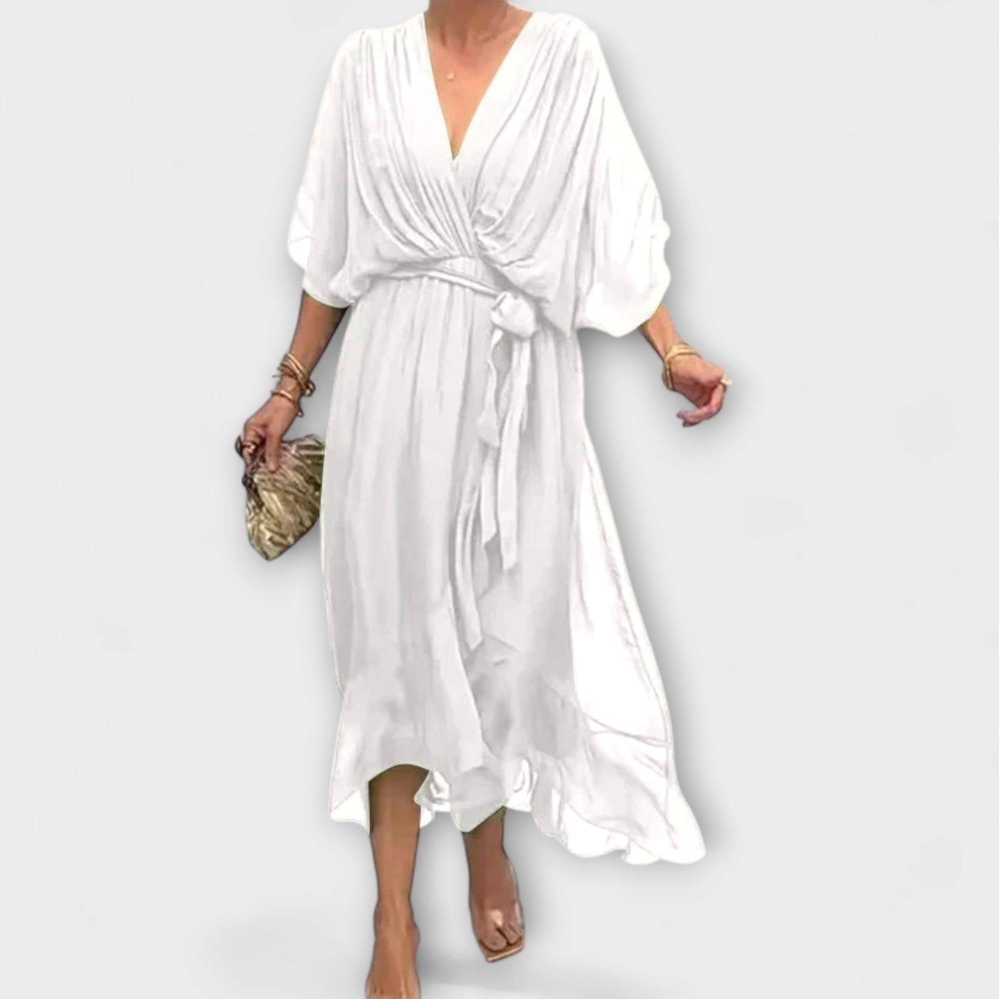 Amoura - Chiffon Jurk met V-Hals