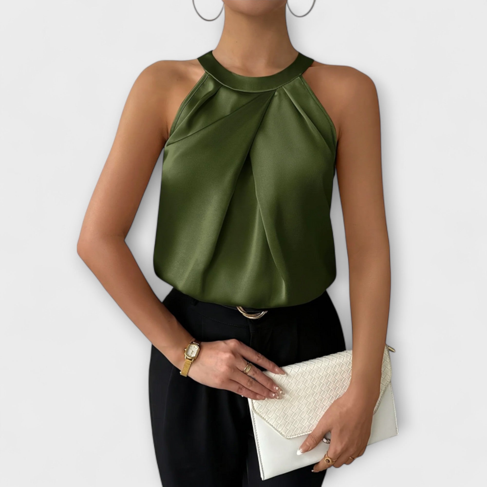 Skye - Chic Satijnen Blouse met Off-Shoulder Ontwerp