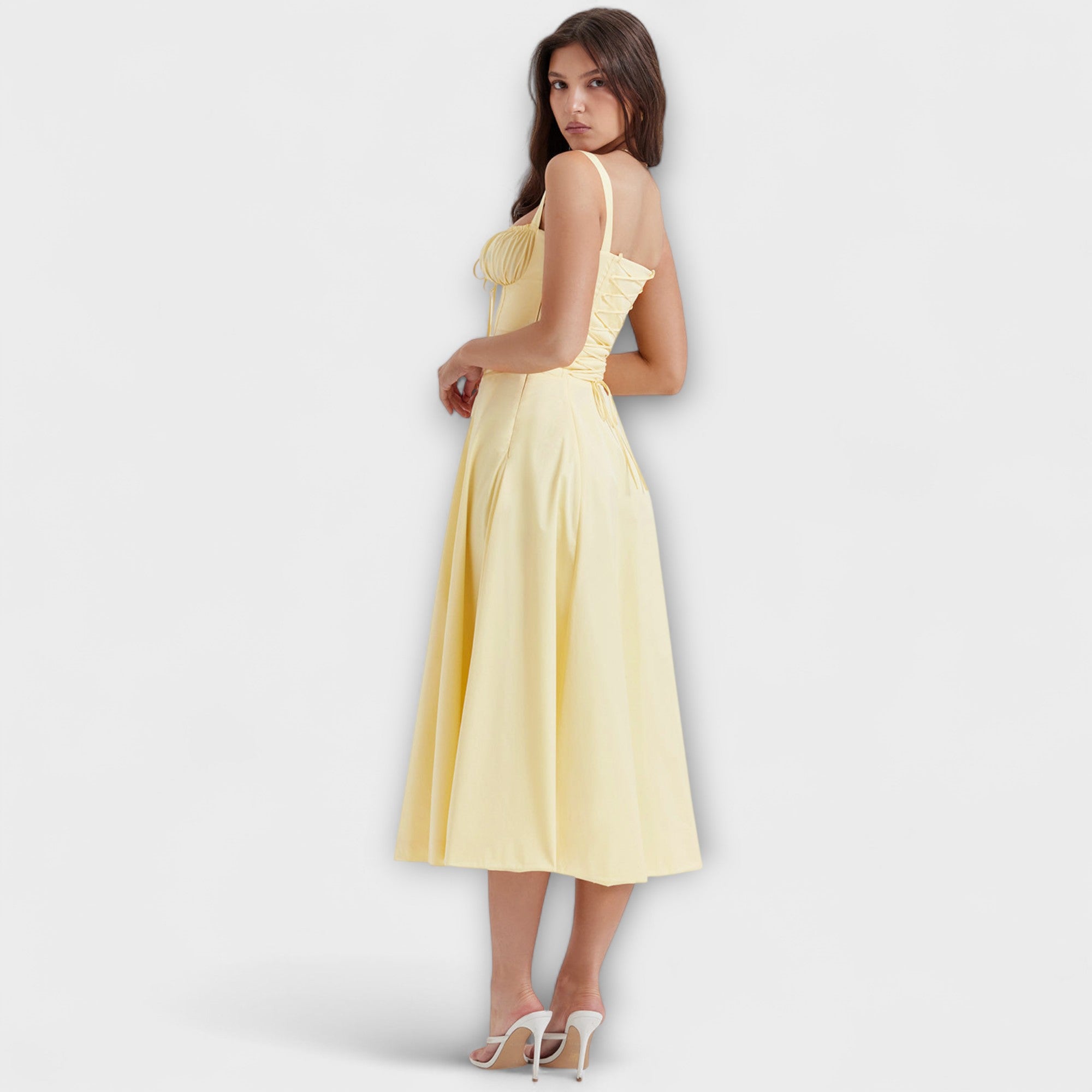 Zipporas - Strakke bustierjurk met een modern lentebloemenprint