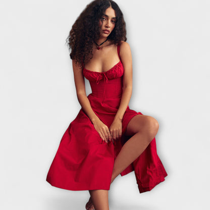 Zipporas - Strakke bustierjurk met een modern lentebloemenprint